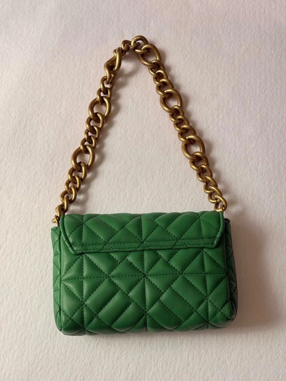 Zara Quilted Chain Strap Shoulder Bag Green - Picture 3 of 7